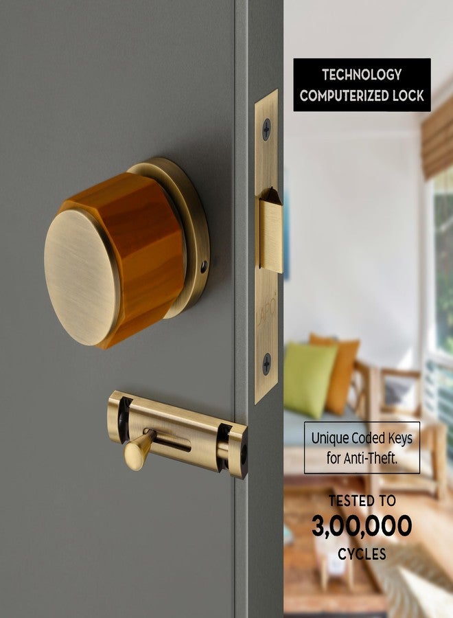 LAPO قفل نقر نحاسي فاخر من لابو لأبواب الحمامات والشرفات | طقم مقابض بدون مفتاح مع مزلاج للأطفال للحمامات والمنازل والفنادق | لمسة نهائية عتيقة | متانة فائقة | ضمان 3 سنوات Ro-158 - Image 4